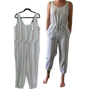 Drew at Anthropologie Striped Linen Jumpsuit M